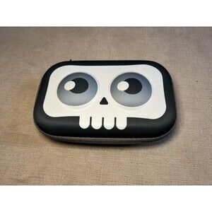 ZIPIT Hard Shell Skull Pencil Case Storage Box Zippered Black White School Kids